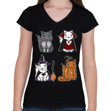 PRINTFASHION halloween cicák - Női V-nyakú póló - Fekete női póló