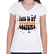 PRINTFASHION Halloween costume - Női V-nyakú póló - Fehér