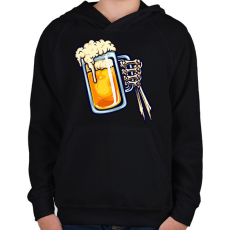 PRINTFASHION Halloween csontváz kéz sör - Gyerek kapucnis pulóver - Fekete