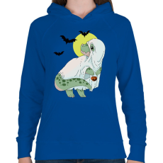 PRINTFASHION Halloween dínó - Női kapucnis pulóver - Királykék