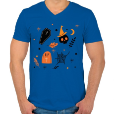 PRINTFASHION Halloween - Férfi V-nyakú póló - Királykék