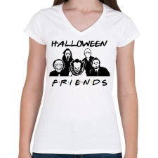 PRINTFASHION Halloween friends - Női V-nyakú póló - Fehér női póló
