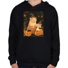 PRINTFASHION Halloween-i Capybara Család - Gyerek kapucnis pulóver - Fekete