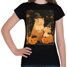 PRINTFASHION Halloween-i Capybara Család - Női póló - Fekete női póló