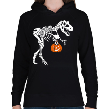 PRINTFASHION Halloween-i T-rex - Női kapucnis pulóver - Fekete női pulóver, kardigán