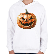 PRINTFASHION Halloween-i töklámpás - Gyerek kapucnis pulóver - Fehér