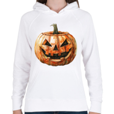 PRINTFASHION Halloween-i töklámpás - Női kapucnis pulóver - Fehér női pulóver, kardigán