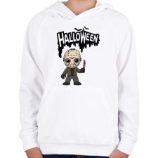 PRINTFASHION Halloween Jason Voorhees - Gyerek kapucnis pulóver - Fehér gyerek pulóver, kardigán