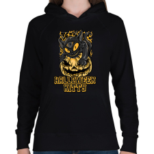 PRINTFASHION HALLOWEEN KITTY - Női kapucnis pulóver - Fekete női pulóver, kardigán