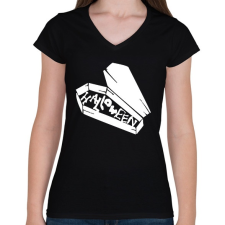 PRINTFASHION Halloween koporsó - Női V-nyakú póló - Fekete női póló