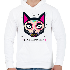 PRINTFASHION HALLOWEEN MACSKA - Férfi kapucnis pulóver - Fehér