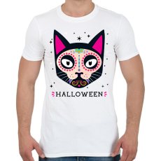 PRINTFASHION HALLOWEEN MACSKA - Férfi póló - Fehér