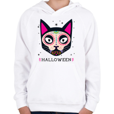 PRINTFASHION HALLOWEEN MACSKA - Gyerek kapucnis pulóver - Fehér gyerek pulóver, kardigán