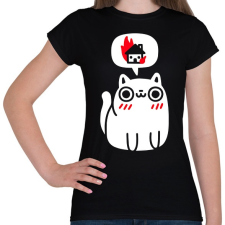 PRINTFASHION Halloween macska - Női póló - Fekete női póló