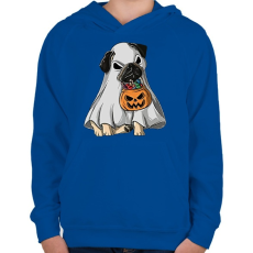 PRINTFASHION Halloween mops - Gyerek kapucnis pulóver - Királykék