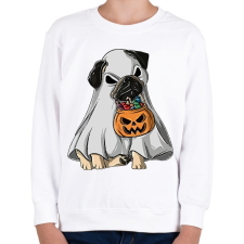 PRINTFASHION Halloween mops - Gyerek pulóver - Fehér gyerek pulóver, kardigán