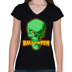 PRINTFASHION Halloween - Női V-nyakú póló - Fekete
