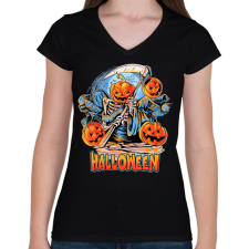 PRINTFASHION Halloween - Női V-nyakú póló - Fekete női póló