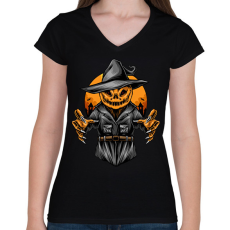 PRINTFASHION halloween - Női V-nyakú póló - Fekete