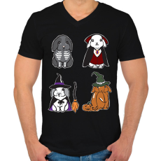 PRINTFASHION halloween nyuszik - Férfi V-nyakú póló - Fekete