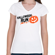 PRINTFASHION HALLOWEEN RUN - Női V-nyakú póló - Fehér női póló