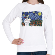PRINTFASHION Halloween - Snoopy - Van Gogh style - sötét alaphoz - Női pulóver - Fehér