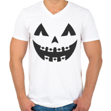 PRINTFASHION Halloween tök fej - Férfi V-nyakú póló - Fehér férfi póló