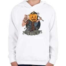 PRINTFASHION Halloween tök fej - Gyerek kapucnis pulóver - Fehér