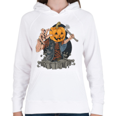 PRINTFASHION Halloween tök fej - Női kapucnis pulóver - Fehér