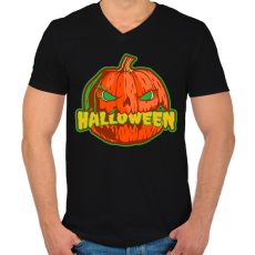 PRINTFASHION Halloween tök - Férfi V-nyakú póló - Fekete