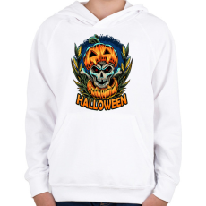PRINTFASHION Halloween tökös koponya csontváz - Gyerek kapucnis pulóver - Fehér