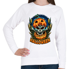 PRINTFASHION Halloween tökös koponya csontváz - Női pulóver - Fehér női pulóver, kardigán