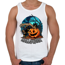 PRINTFASHION Halloween tökös minta - Férfi atléta - Fehér