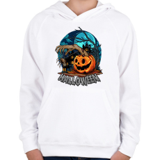 PRINTFASHION Halloween tökös minta - Gyerek kapucnis pulóver - Fehér