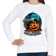 PRINTFASHION Halloween tökös minta - Női pulóver - Fehér női pulóver, kardigán
