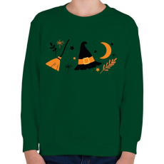 PRINTFASHION Halloweeni boszorkány - Gyerek pulóver - Sötétzöld