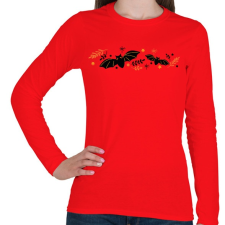 PRINTFASHION Halloweeni denevérek - Női hosszú ujjú póló - Piros női póló