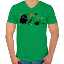 PRINTFASHION Halloweeni szellem - Férfi V-nyakú póló - Zöld férfi póló