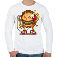 PRINTFASHION Hamburger - Férfi hosszú ujjú póló - Fehér férfi póló