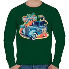 PRINTFASHION Hamburgeres - Férfi pulóver - Sötétzöld