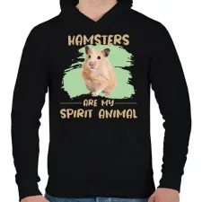PRINTFASHION Hamsters are my spirit animal - Férfi kapucnis pulóver - Fekete férfi pulóver, kardigán