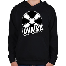 PRINTFASHION Hanglemez - Gyerek kapucnis pulóver - Fekete