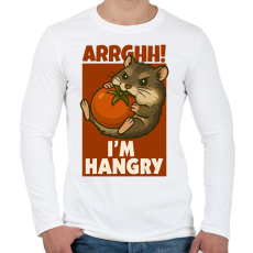 PRINTFASHION Hangry hamster - Férfi hosszú ujjú póló - Fehér