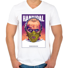 PRINTFASHION Hannibal - Férfi V-nyakú póló - Fehér férfi póló