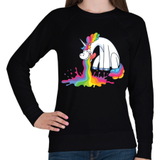 PRINTFASHION Hányó unikornis - Női pulóver - Fekete női pulóver, kardigán
