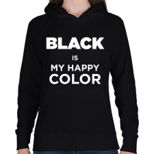 PRINTFASHION Happy color - Női kapucnis pulóver - Fekete női pulóver, kardigán