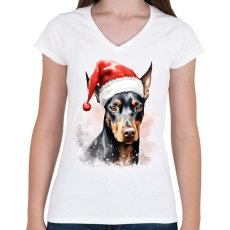 PRINTFASHION Happy Dog1 - Női V-nyakú póló - Fehér