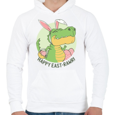 PRINTFASHION Happy East-rawr! - Férfi kapucnis pulóver - Fehér férfi pulóver, kardigán