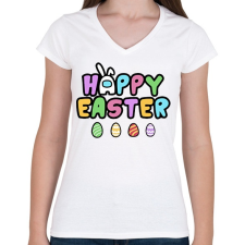 PRINTFASHION Happy Easter - Among Us - Női V-nyakú póló - Fehér női póló