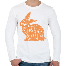 PRINTFASHION Happy Easter Day - Nyuszis minta - Férfi hosszú ujjú póló - Fehér